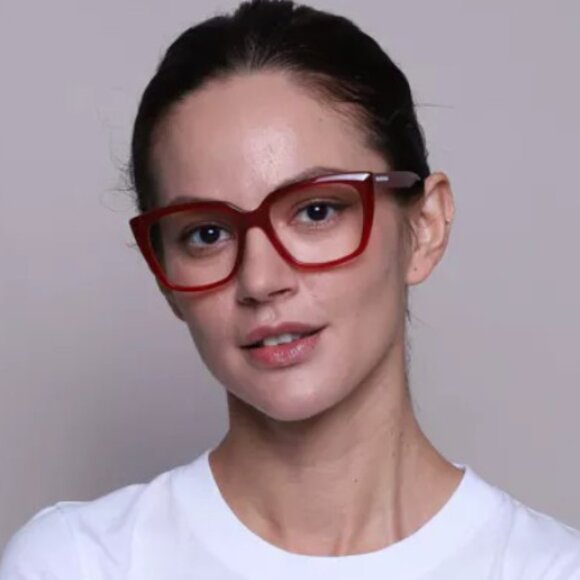 Balenciaga BB0062O 004 Eyeglasses 53mm Shiny Red Cat Eye Frame - Picture 3 of 11